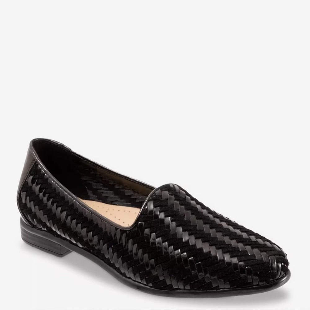 Trotters Liz Women’s Black Herringbone Woven Slip On Comfort Loafers, Size 10‎